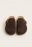 FANTASY SANDALS - Clogs Buckle Detail - Brown Suede