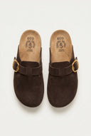 FANTASY SANDALS - Clogs Buckle Detail - Brown Suede