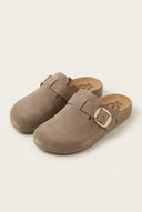 FANTASY SANDALS - Clogs Buckle Detail - Taupe Suede