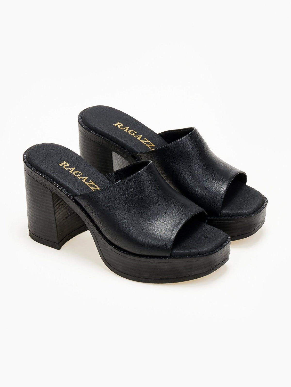 Clogs δερμάτινα Ragazza 0920 - Μαύρο - thefashionproject.gr - RAGAZZA
