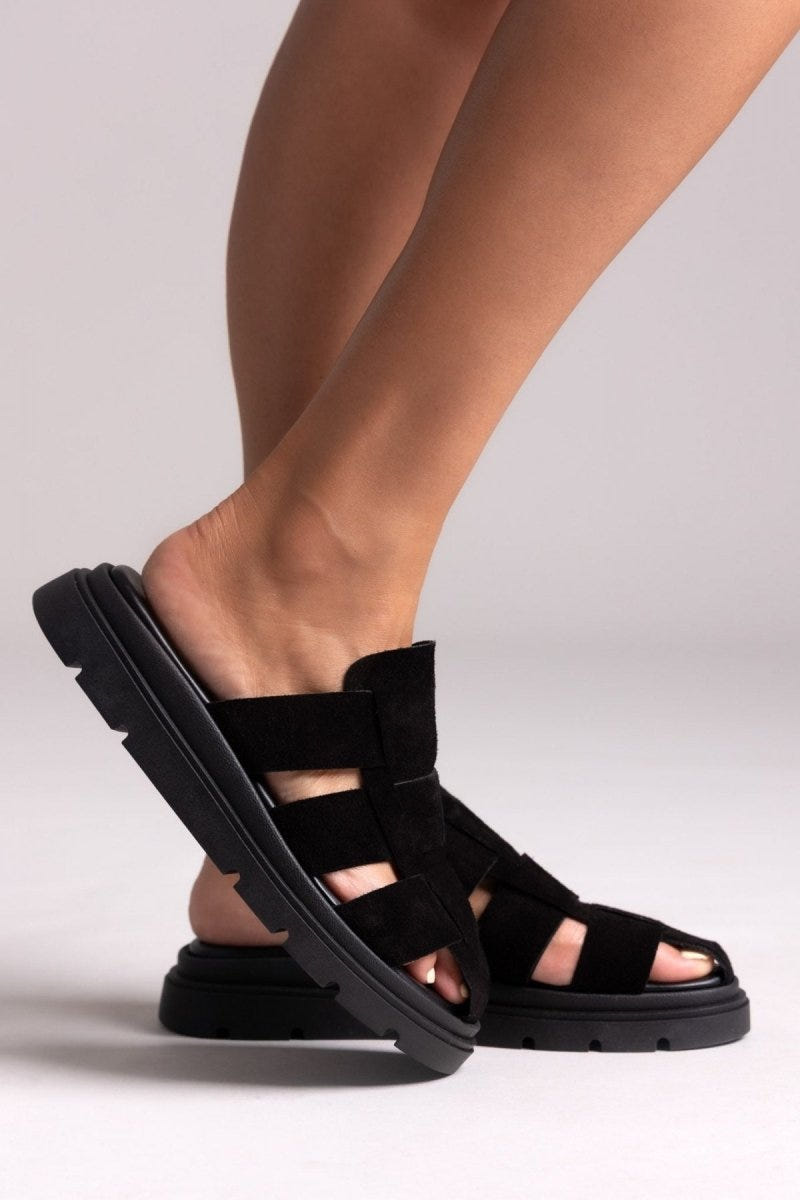 Clogs καστόρινα flatforms Tfp - Μαύρο - thefashionproject.gr - TFP