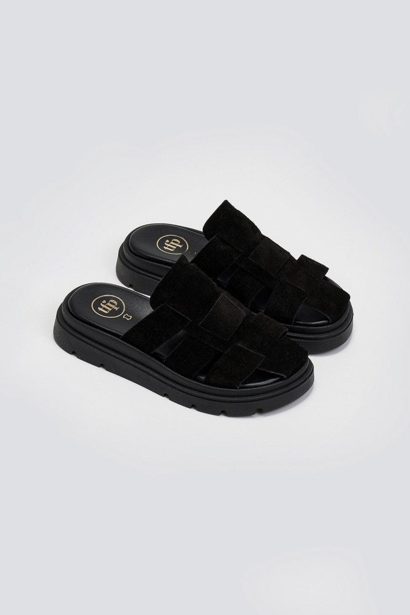 Clogs καστόρινα flatforms Tfp - Μαύρο - thefashionproject.gr - TFP