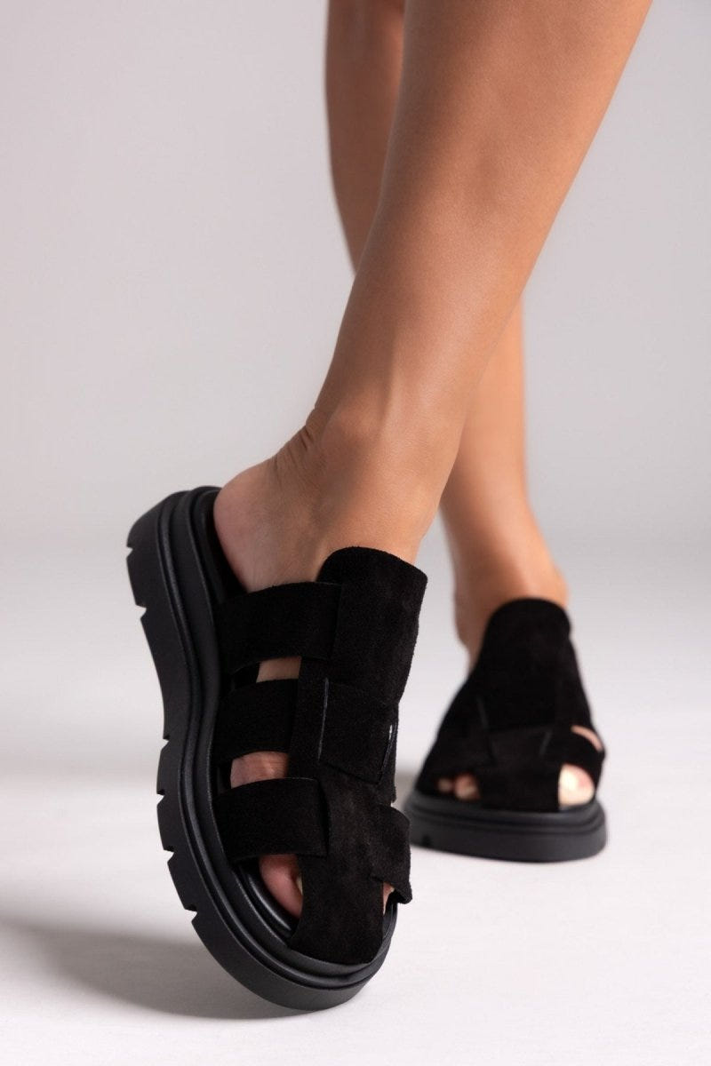 Clogs καστόρινα flatforms Tfp - Μαύρο - thefashionproject.gr - TFP