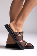 Clogs καστόρινα με τοκά Estil - Καφέ - thefashionproject.gr - Estil