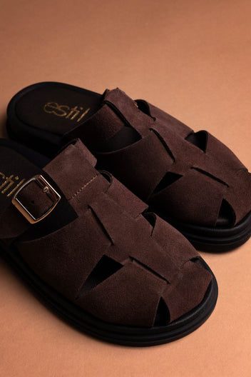 Clogs καστόρινα με τοκά Estil - Καφέ - thefashionproject.gr - Estil