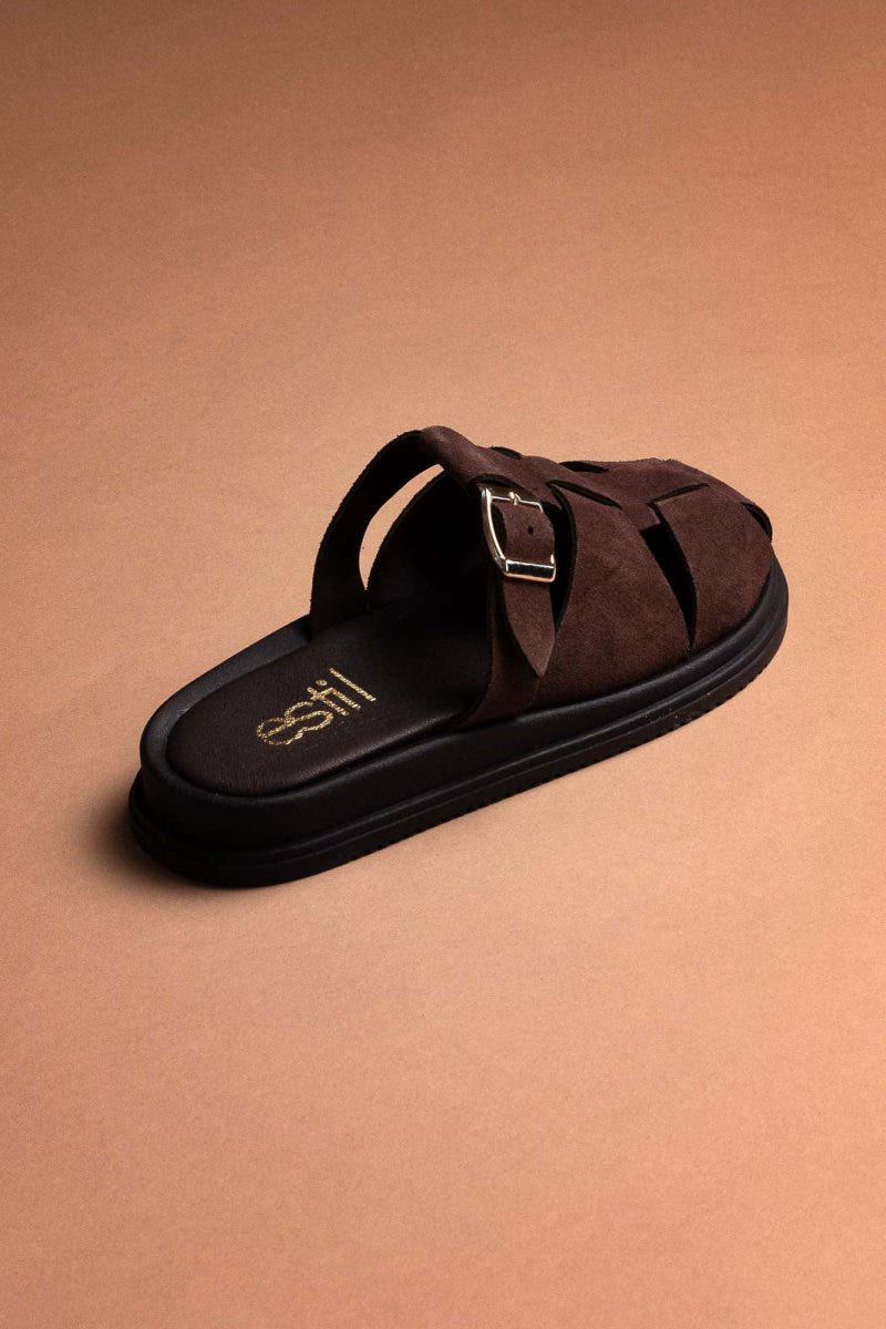 Clogs καστόρινα με τοκά Estil - Καφέ - thefashionproject.gr - Estil