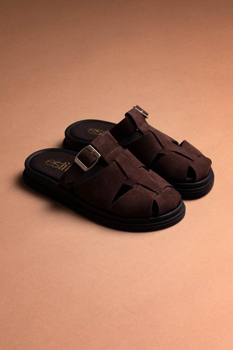 Clogs καστόρινα με τοκά Estil - Καφέ - thefashionproject.gr - Estil