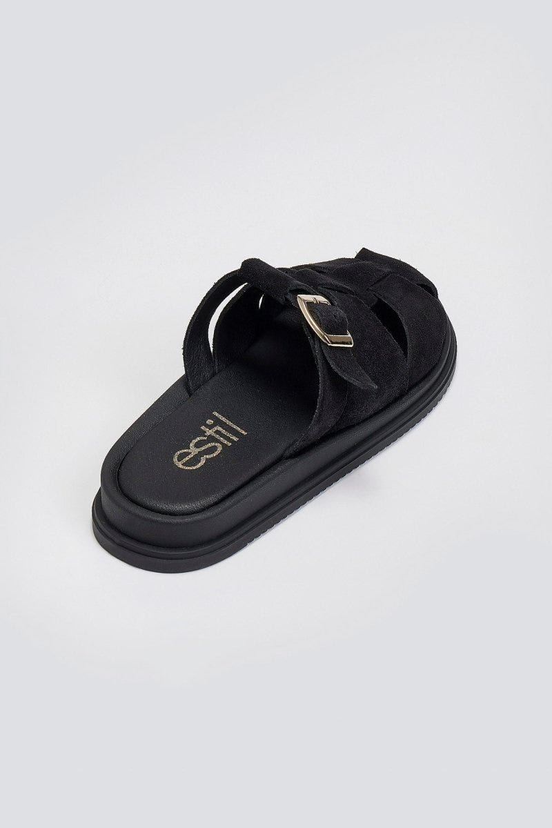 Clogs καστόρινα με τοκά Estil - Μαύρο - thefashionproject.gr - Estil