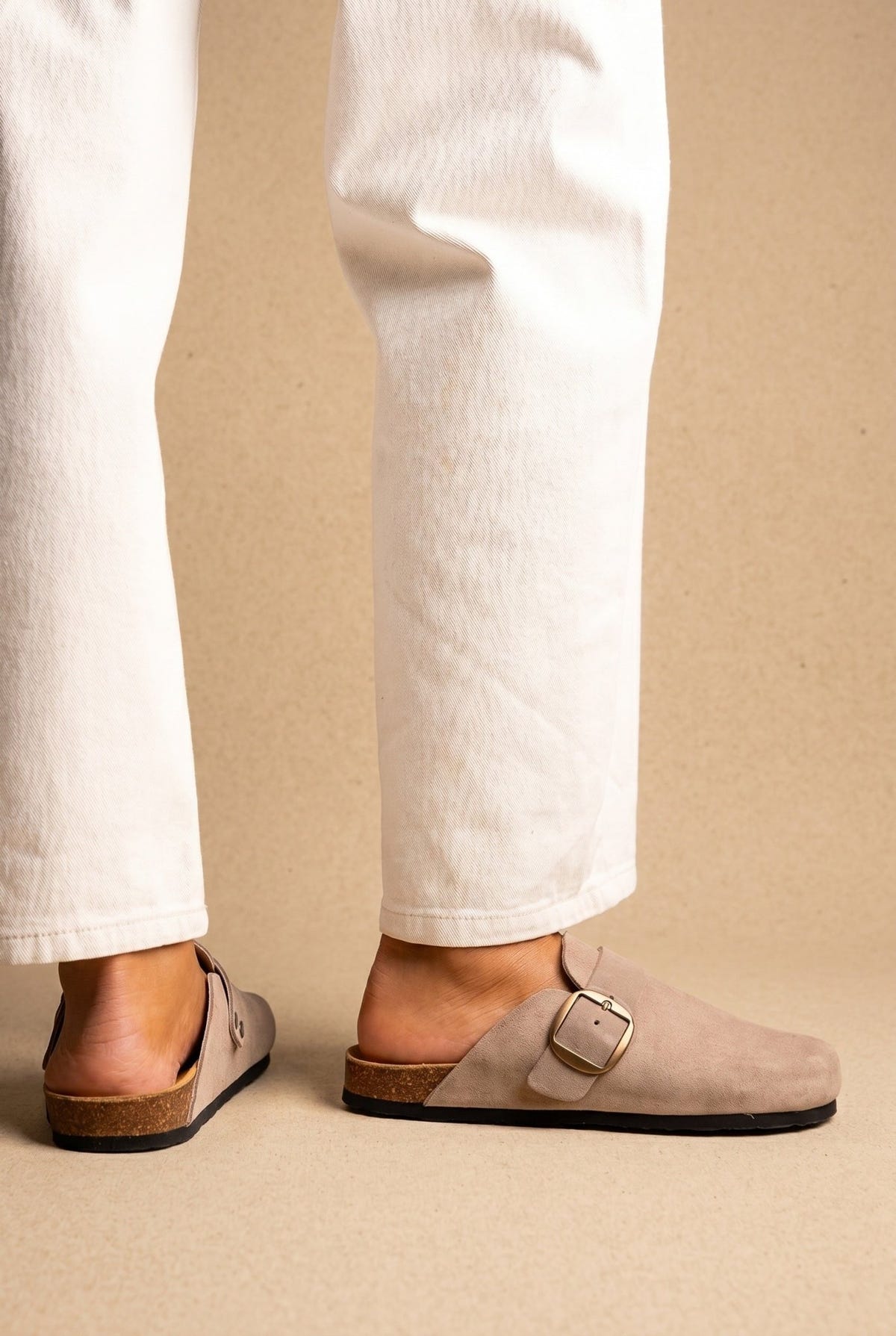 Plakton - Clogs Memory Foam Footbed - Beige Suede