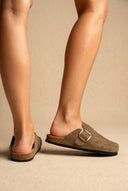 Plakton - Clogs Memory Foam Footbed - Khaki Green Suede