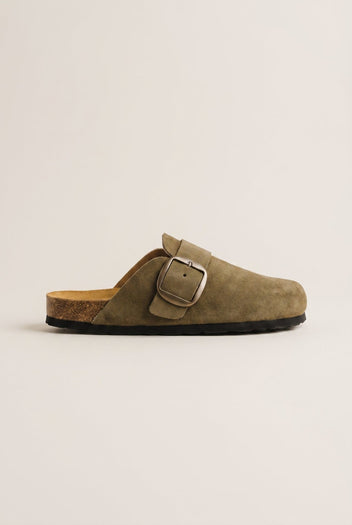 Plakton - Clogs Memory Foam Footbed - Khaki Green Suede