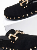 Clogs suede με μεταλλικά τρουκς - Μαύρο - thefashionproject.gr - Stephan