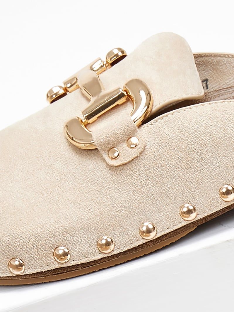 Clogs suede με μεταλλικά τρουκς - Μπεζ - thefashionproject.gr - Stephan