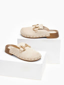 Clogs suede με μεταλλικά τρουκς - Μπεζ - thefashionproject.gr - Stephan