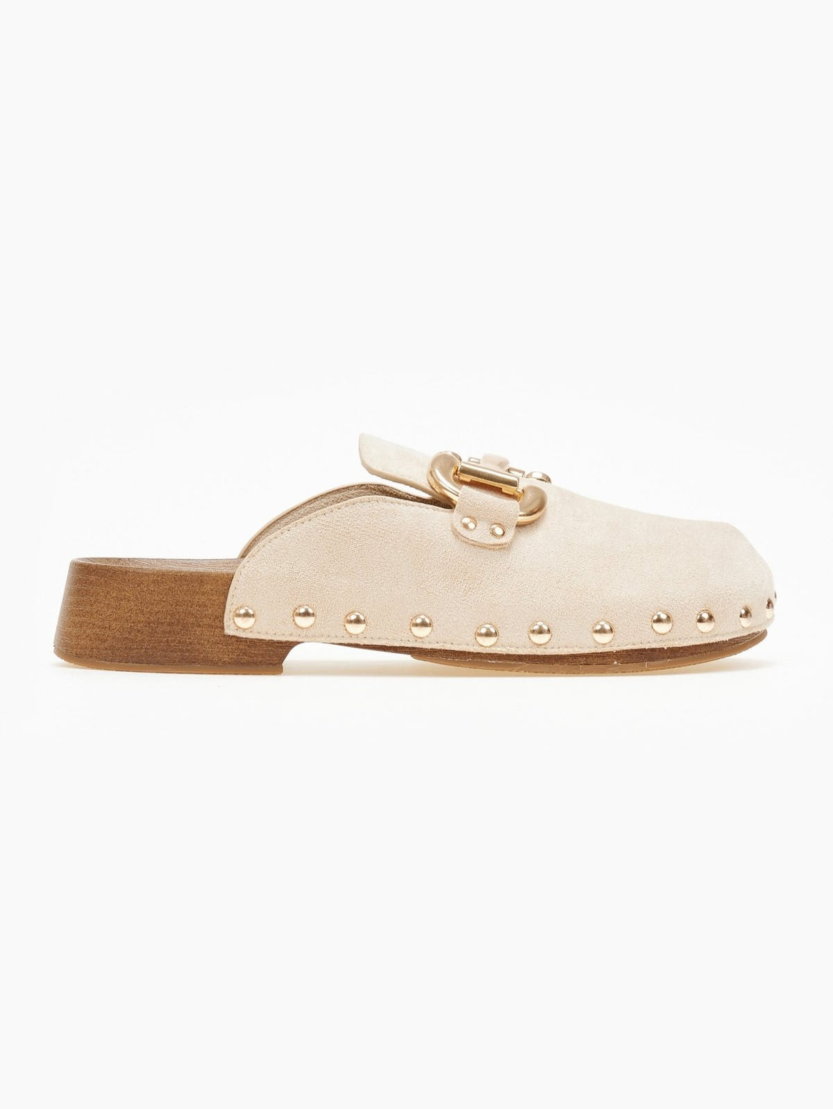 Clogs suede με μεταλλικά τρουκς - Μπεζ - thefashionproject.gr - Stephan