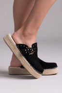 Clogs suede με σχοινί στη σόλα - Μαύρο - thefashionproject.gr - Bellucci