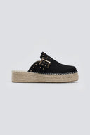 Clogs suede με σχοινί στη σόλα - Μαύρο - thefashionproject.gr - Bellucci