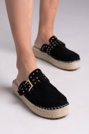Clogs suede με σχοινί στη σόλα - Μαύρο - thefashionproject.gr - Bellucci