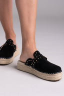 Clogs suede με σχοινί στη σόλα - Μαύρο - thefashionproject.gr - Bellucci