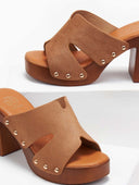 Clogs suede με τρουκς ERYNN - Τάουπε - thefashionproject.gr - ERYNN