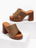 Clogs suede με τρουκς ERYNN - Χακί - thefashionproject.gr - ERYNN