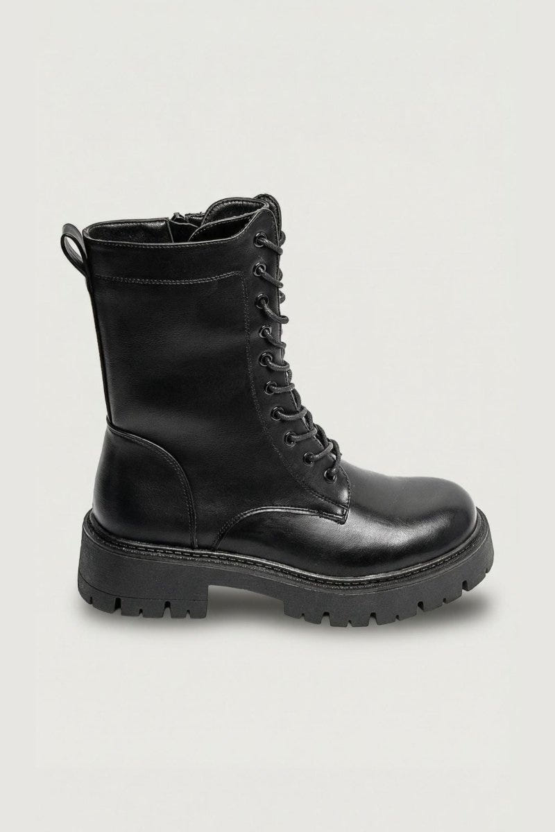 Combat Boots Lace Up - Black Matte - thefashionproject.gr - MARQUIIZ