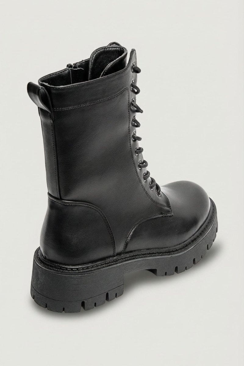 Combat Boots Lace Up - Black Matte - thefashionproject.gr - MARQUIIZ