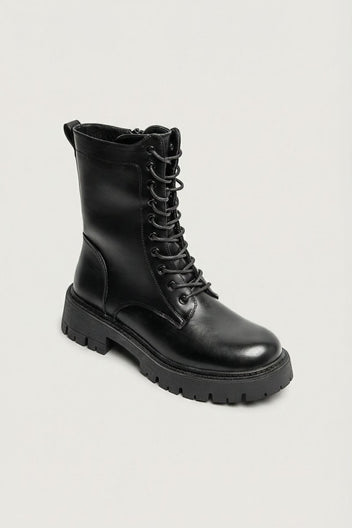 Combat Boots Lace Up - Black Matte - thefashionproject.gr - MARQUIIZ