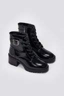 Combat Boots Xti 144275 - Black Crinkled Patent - thefashionproject.gr - Xti Footwear