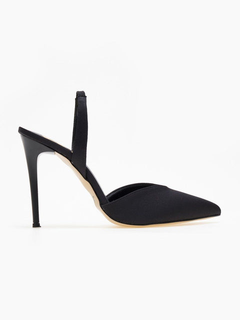 Zapatos slingback de salón de satén - Negro