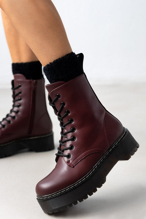 Platform Combat Boots - Bordeaux