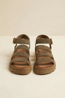 Suede Sandals with Bands - Olive