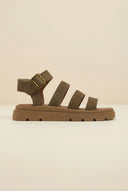 Suede Sandals with Bands - Olive