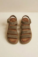 Suede Sandals with Bands - Olive