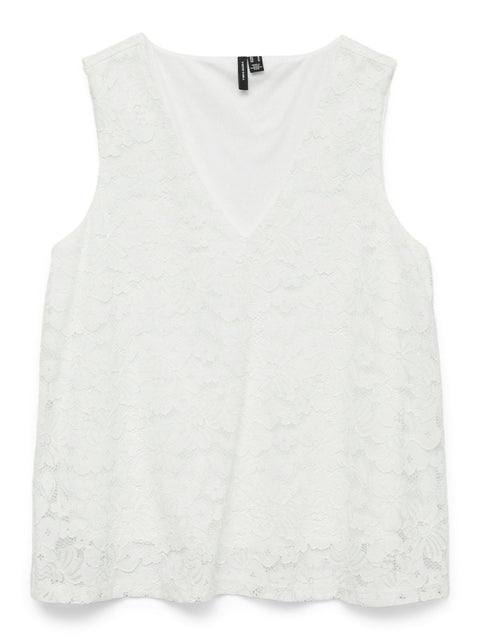 Lace Sleeveless Top - White