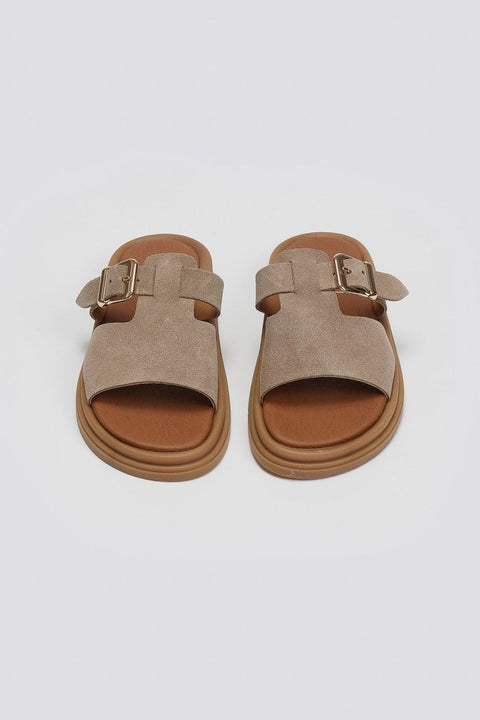 Sandalen breiter Riemen – Taupe