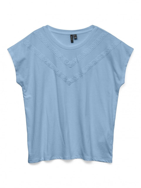 Knit Detail Top - Sky Blue