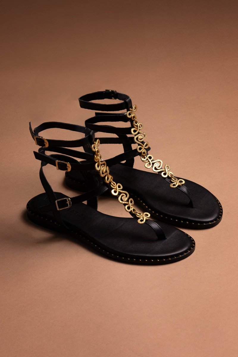 Σανδάλια δερμάτινα gladiator Tfp - Μαύρο