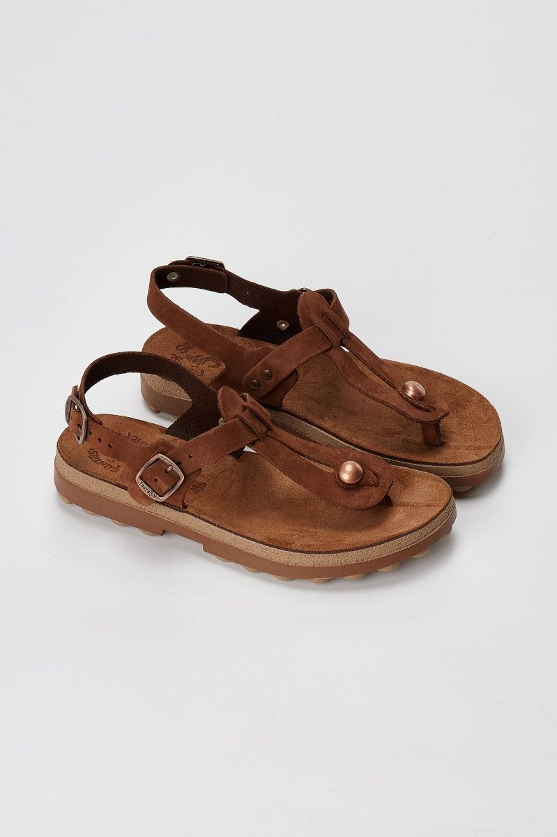 FANTASY SANDALS - Comfort Buckle Sandals Adjustable Fit - Brown Suede