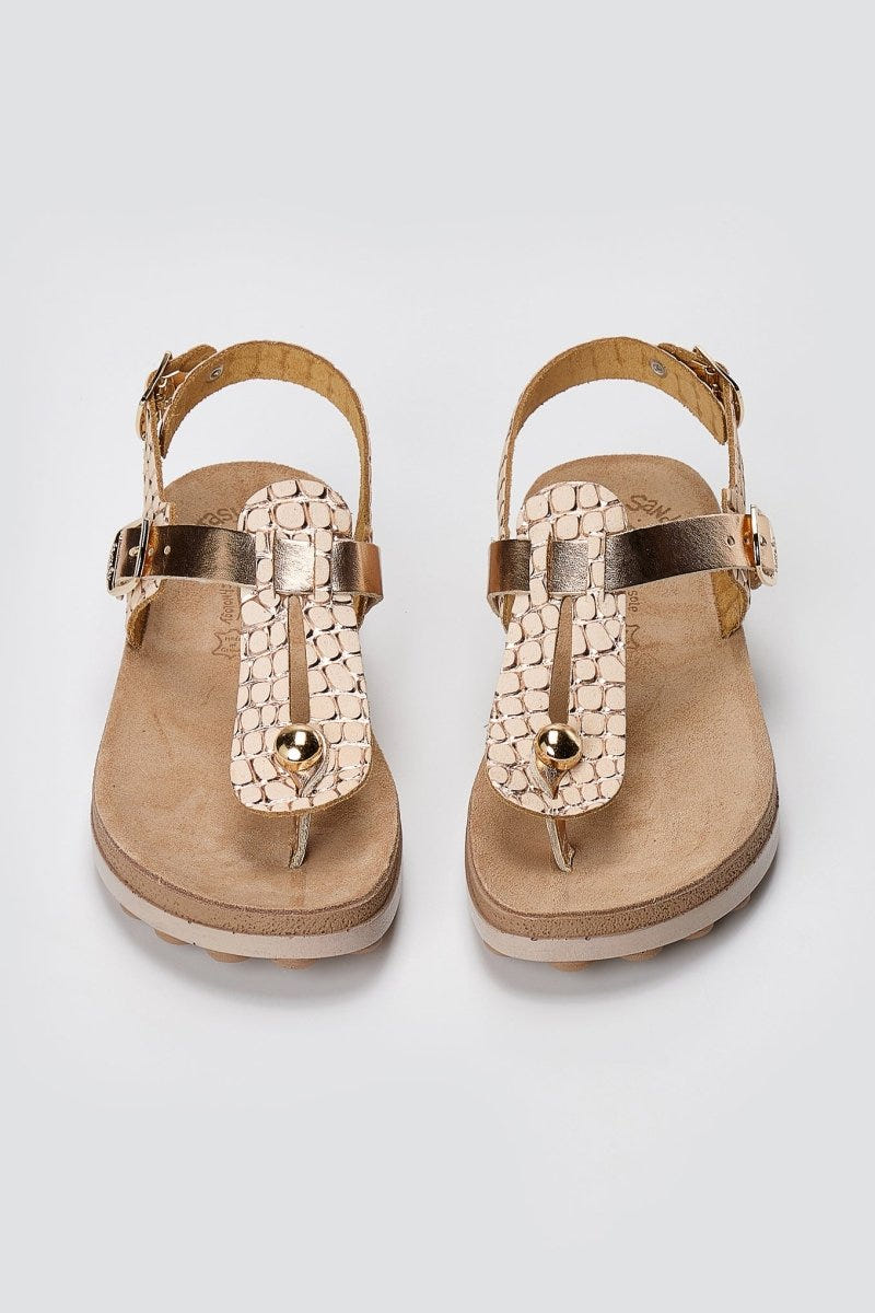 FANTASY SANDALS - Comfort Leather Sandals Buckle - Rose Gold