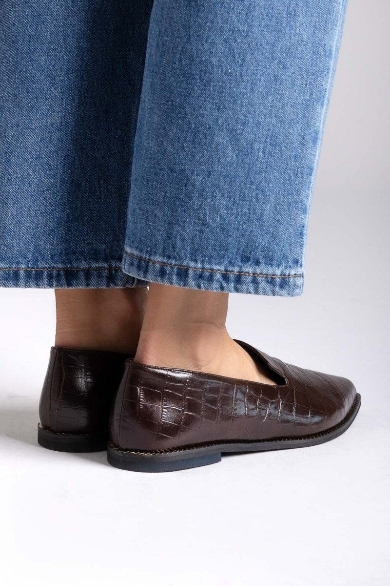 Comfort Loafers TFP - Brown Croc - thefashionproject.gr - TFP