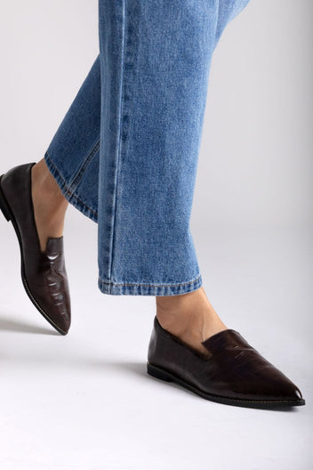 Comfort Loafers TFP - Brown Croc - thefashionproject.gr - TFP