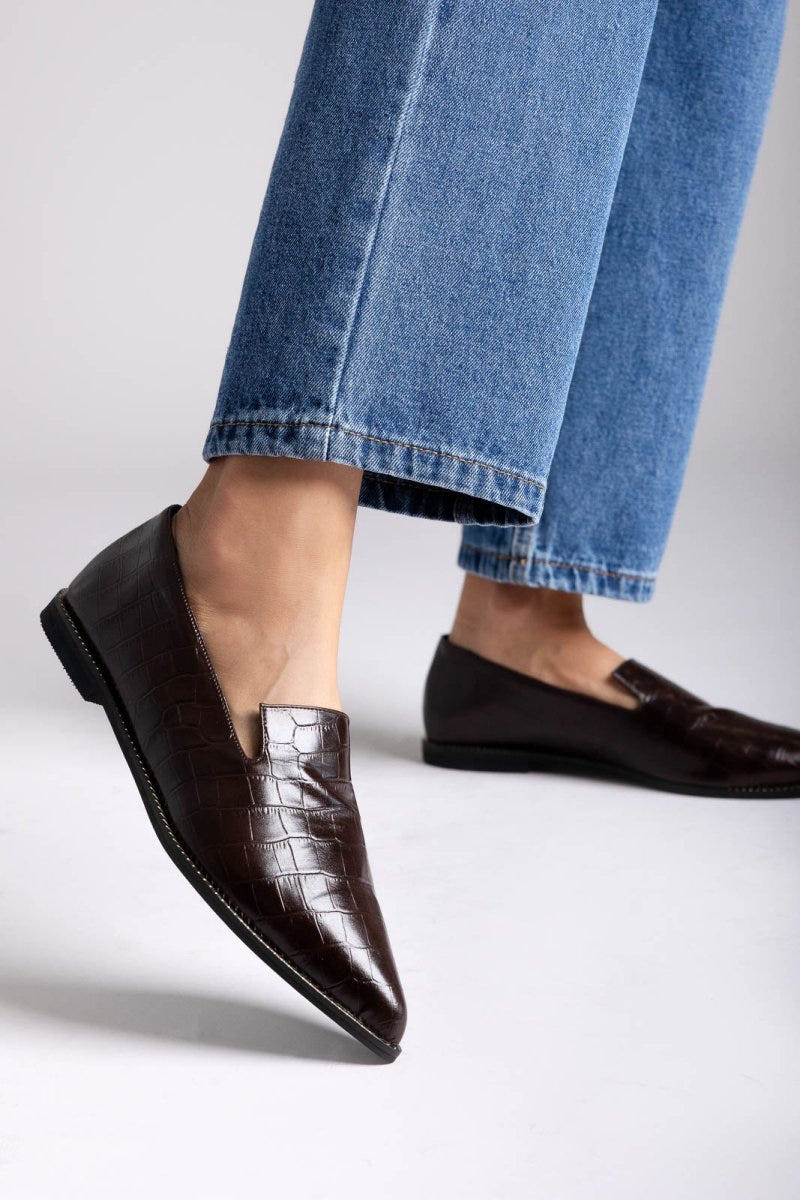 Comfort Loafers TFP - Brown Croc - thefashionproject.gr - TFP