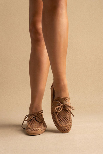 BOTEGGA 22 - Comfort Moccasins Lace Up - Camel Suede