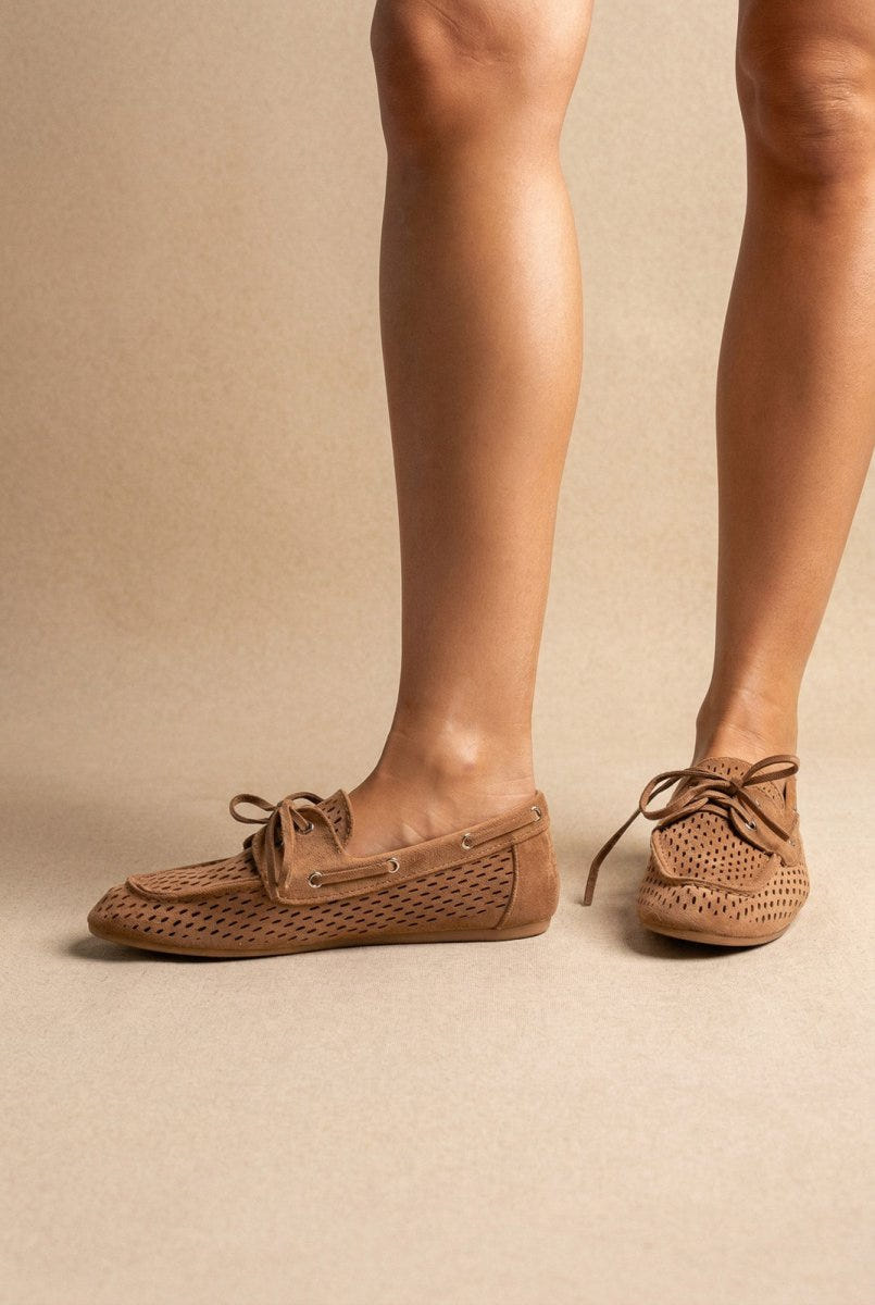 BOTEGGA 22 - Comfort Moccasins Lace Up - Camel Suede