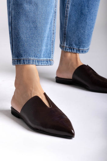 Comfort Mules TFP - Brown Croc - thefashionproject.gr - TFP