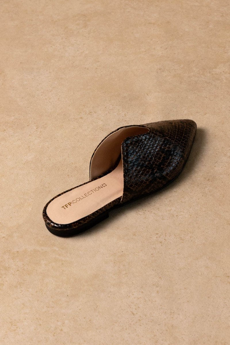Comfort Mules TFP - Brown Snake Print - thefashionproject.gr - TFP