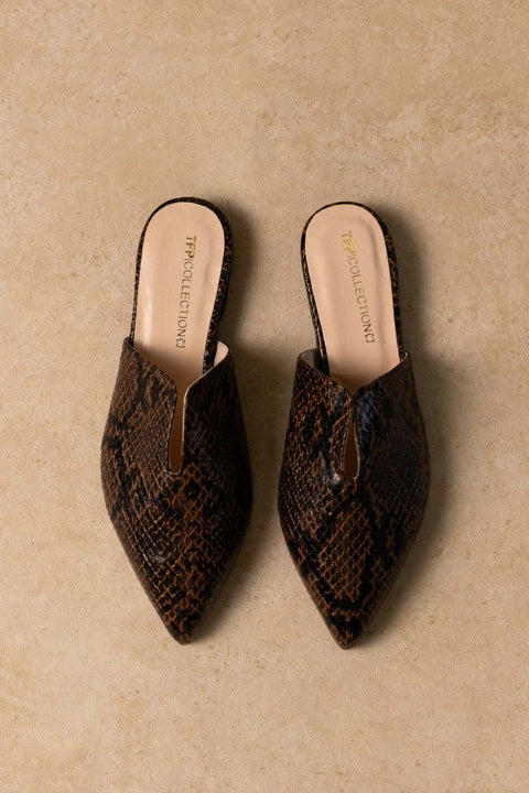 Comfort Mules - Marrone Snake Print