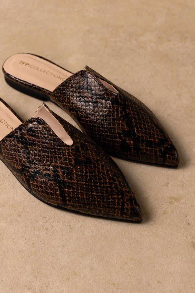 Comfort Mules TFP - Brown Snake Print - thefashionproject.gr - TFP