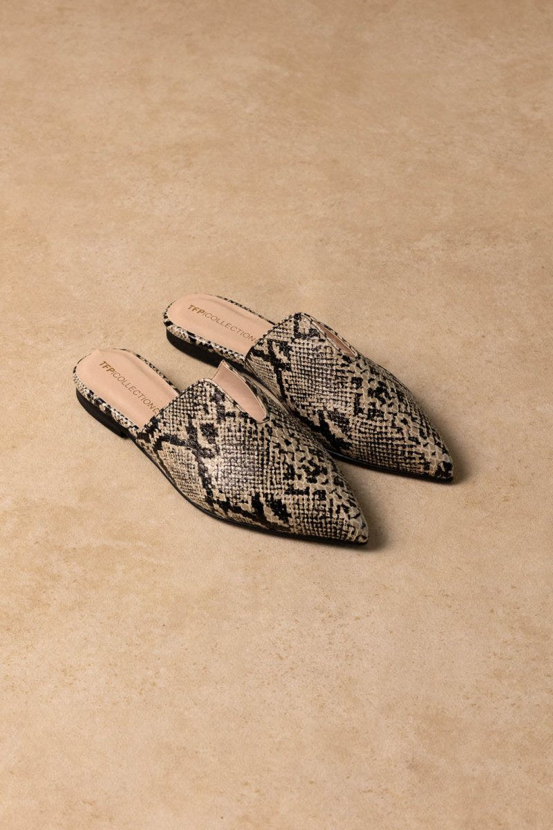 Comfort Mules TFP - Ivory Black Snake Print - thefashionproject.gr - TFP